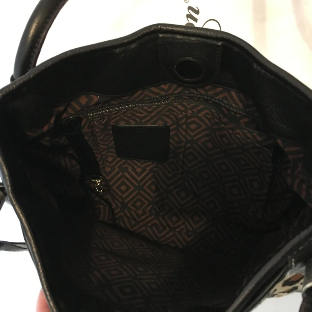 Brighton Leopard-Print Shoulder Bag in Brown and Tan
